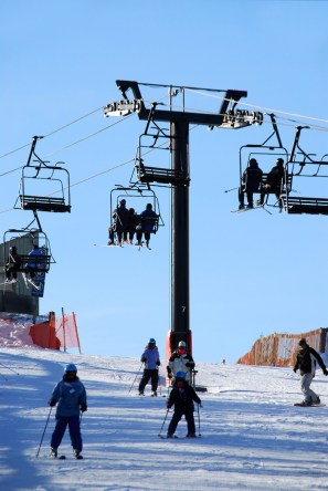 Skiing ski lifts